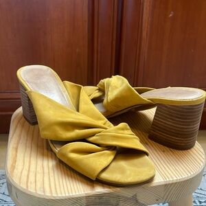 Madewell Mustard Yellow Suede Block Heel Sandals